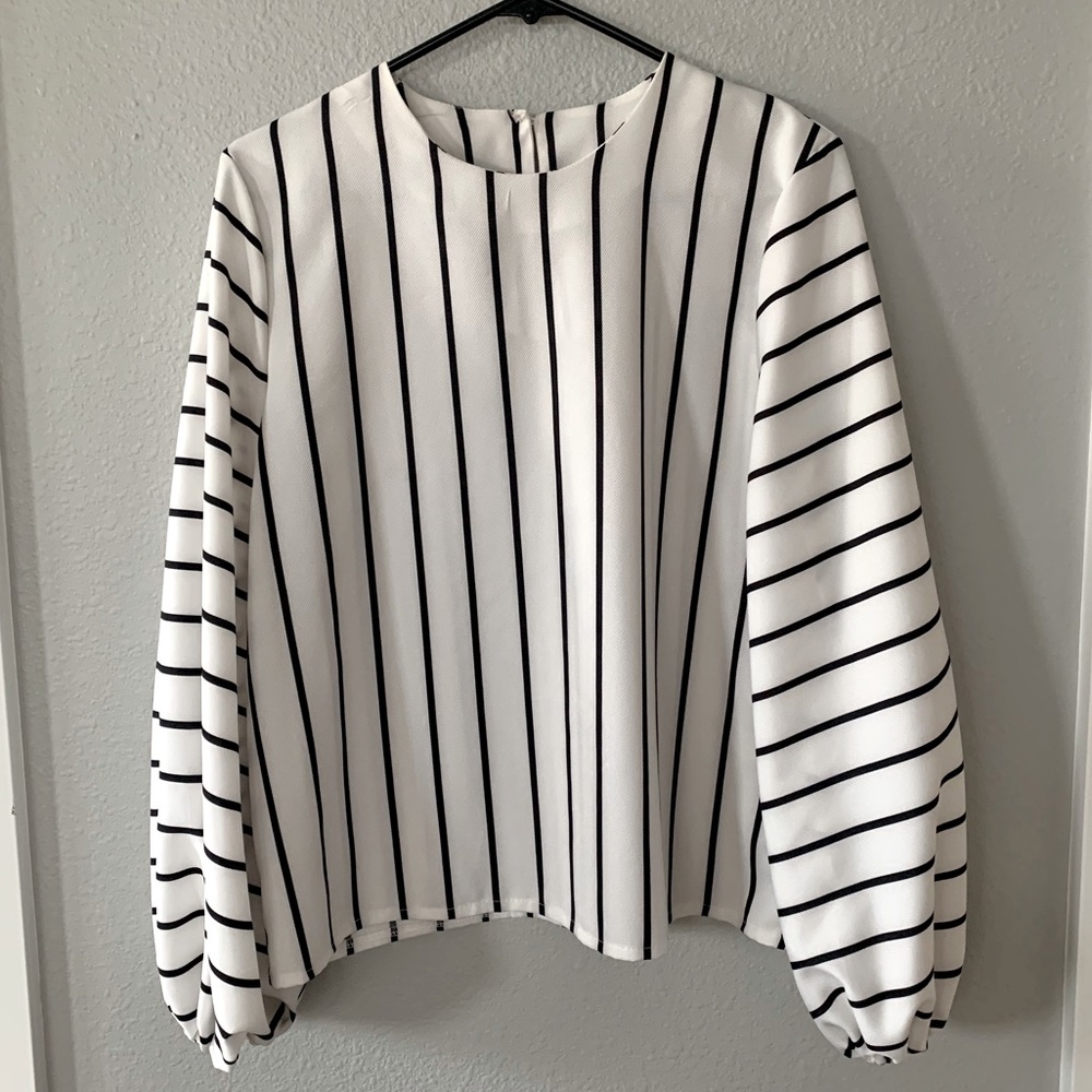 White & Black Blouse